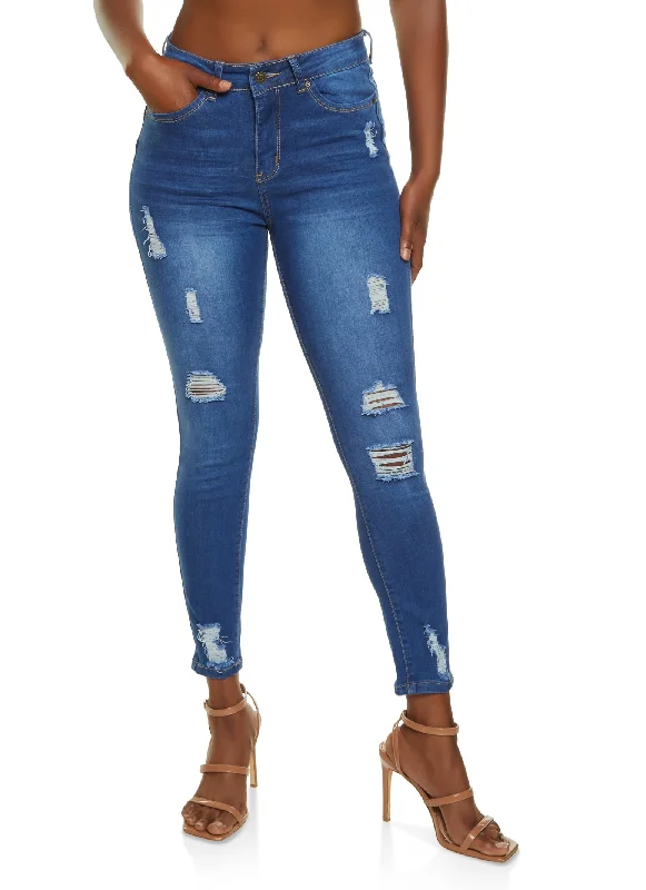 WAX Distressed Frayed Skinny Jeans Chic Vintage-Inspired Denim Jeans