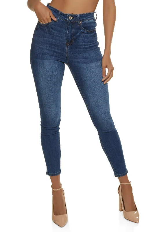 WAX Whiskered Skinny Ankle Jeans Fashionable Cropped Denim Jeans