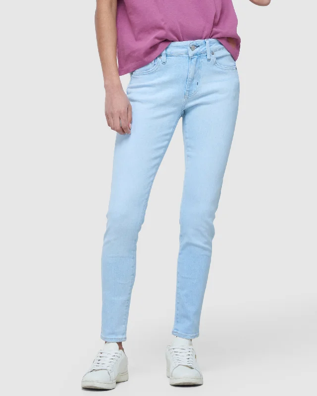 Mid Rise Skinny Jeans | Lighter Indigo Vintage Fashionable Button-Front Jeans