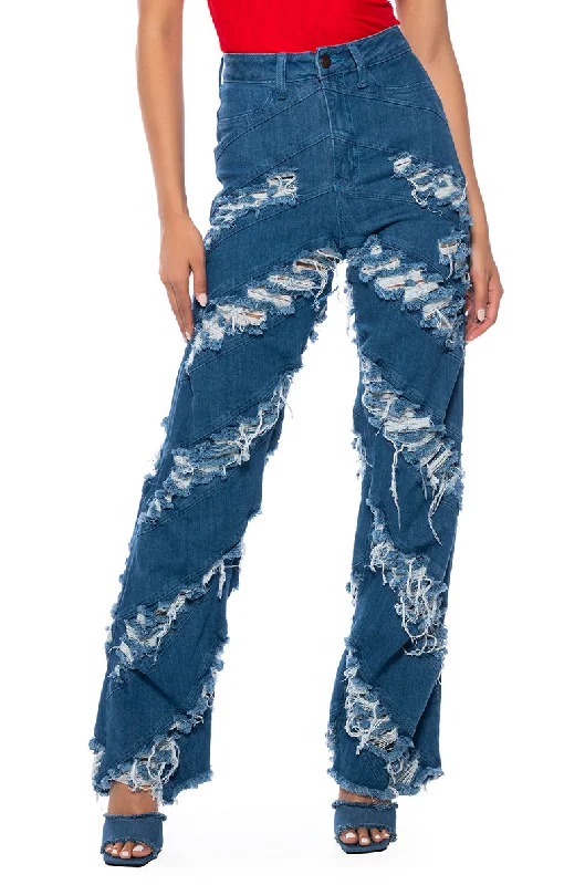 MONICA CONTOUR FRAYED JEANS Fashionable Slim Fit Jeans