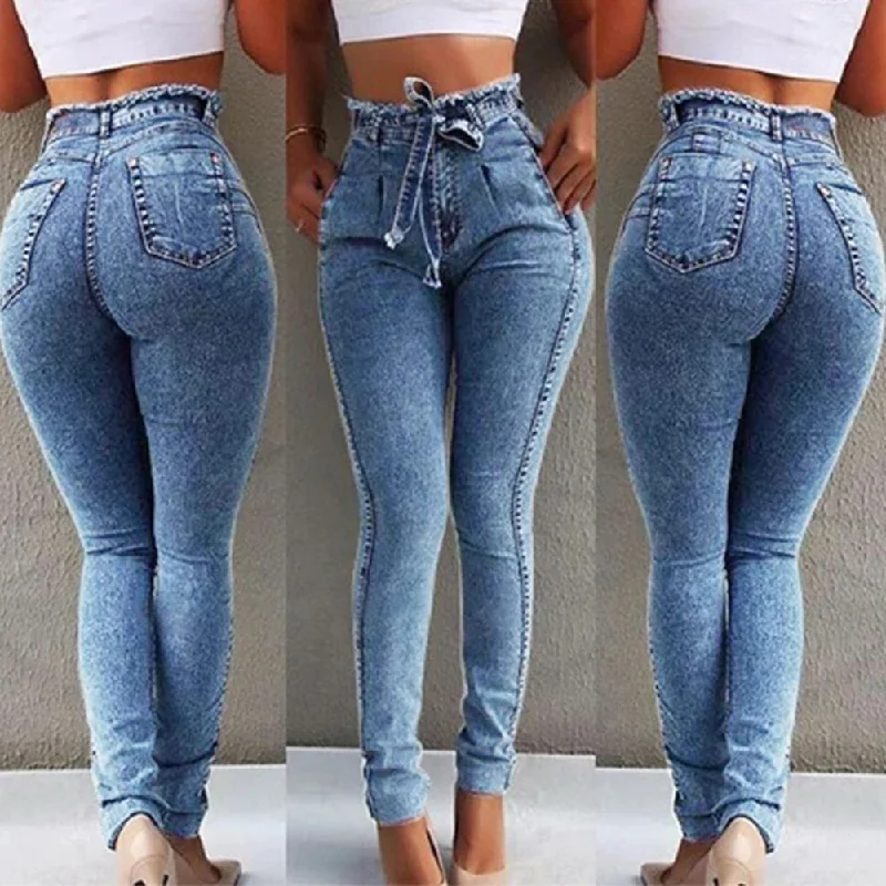 Oeak Solid Skinny Jeans Woman Casual Pencil High Waist Jeans Tassel Drawstring Slim Jean Summer Femme Stretch Demin Ladies Jeans Fashionable Slouchy Fit Jeans Oeak Solid Skinny Jeans Woman Casual Pencil High Waist Jeans Tassel Drawstring Slim Jean Summer Femme Stretch Demin Ladies Jeans Fashionable Slouchy Fit Jeans