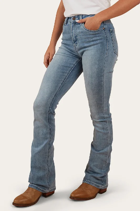 Penny Womens High-Rise Bootleg Jeans - Light Blue Stylish Bootcut Denim Jeans