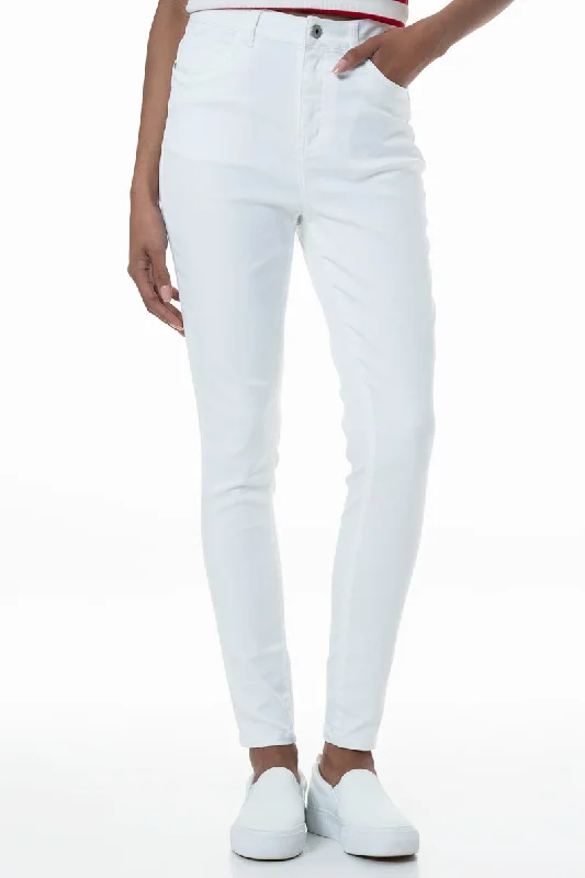 Rf09 Hi-Waisted Skinny Jeans _ 151115 _ White Stylish Shredded Denim Jeans