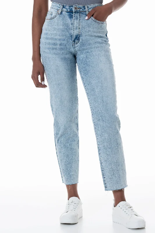 Rf13 Straight Leg Fashion Jeans _ 152639 _ Light Wash Chic Cropped Jeans