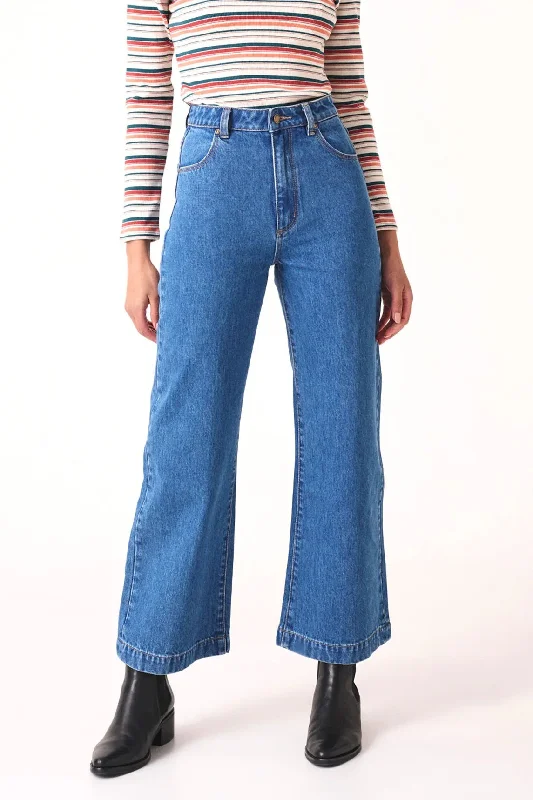 ROLLAS Womens Sailor Jeans - Ash Blue Classic Blue Denim Jeans