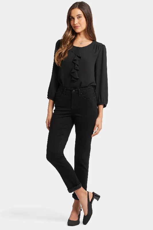 Sheri Slim Ankle Jeans - Black Rinse Trendy Plus Size Jeans
