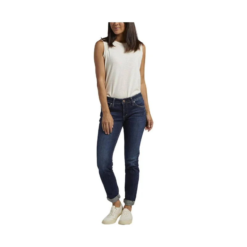 Silver Jeans Women's Boyfriend Mid Rise Slim Leg Jeans - Indigo - ONLINE STORE CREDIT/EXCHANGE ONLY Fashionable White Denim Jeans