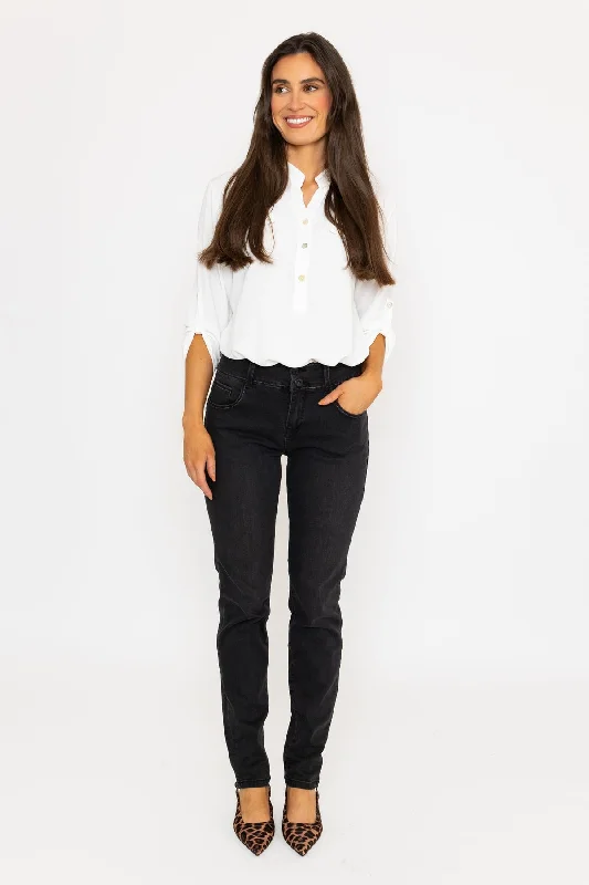 Straight Leg Charcoal Jeans Elegant Bootcut Fit Jeans