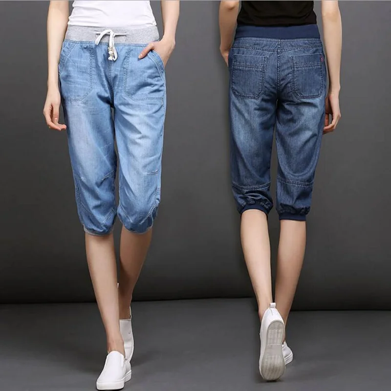 Summer Styles Jeans For Women calf-Length Pants Elastic High Waist Loose Harem Pants Fashion Slim Jeans Plus Size 4XL Stylish Tapered Fit Jeans Summer Styles Jeans For Women calf-Length Pants Elastic High Waist Loose Harem Pants Fashion Slim Jeans Plus Size 4XL Stylish Tapered Fit Jeans