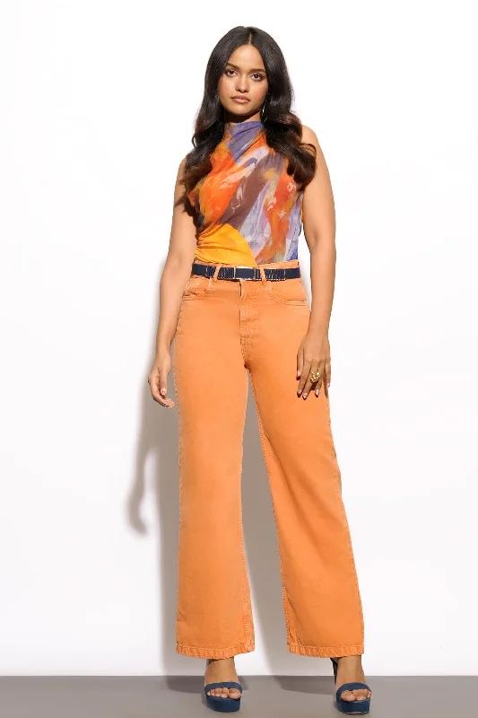 Tangerine Wide Jeans Trendy Wide-Leg High-Waist Denim