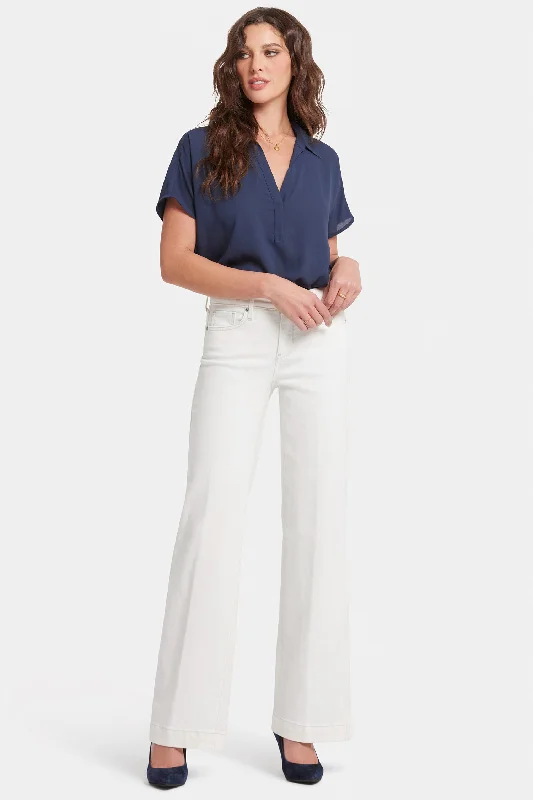 Teresa Wide Leg Jeans - Winter White Comfortable Distressed Straight-Leg Jeans