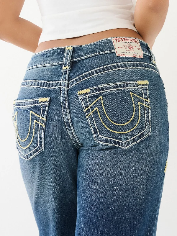 True Religion Womens Super T Bobbi Oversize Fit Blue High Rise Jeans Trendy Layered Pocket Jeans True Religion Womens Super T Bobbi Oversize Fit Blue High Rise Jeans Trendy Layered Pocket Jeans