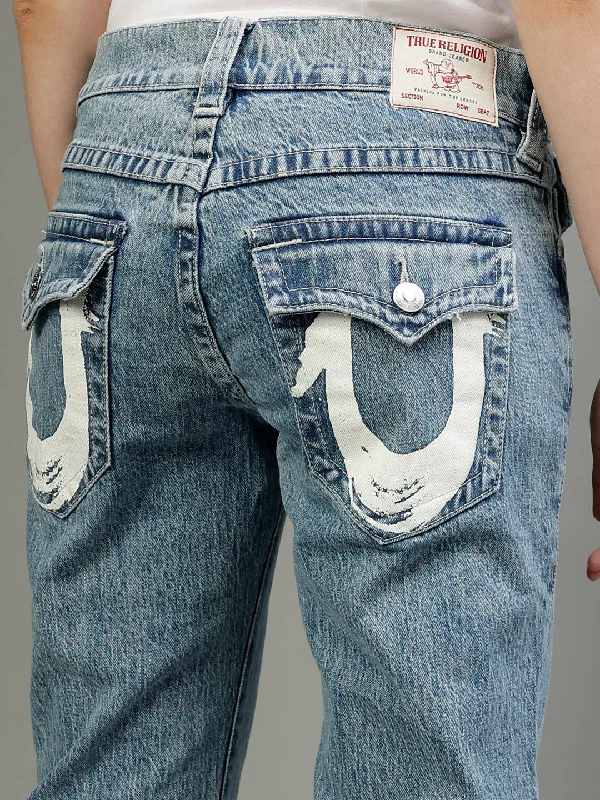 True Religion Womens Hs Ricky Relax Straight Fit Blue Mid Rise Jeans Trendy Low-Rise Slim Jeans True Religion Womens Hs Ricky Relax Straight Fit Blue Mid Rise Jeans Trendy Low-Rise Slim Jeans