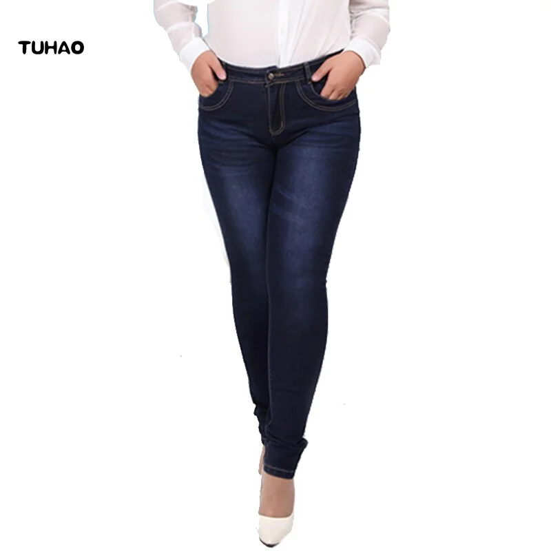 TUHAO Plus Size pencil pants 2017 autumn casual Woman Jeans Skinny Elastic Jeans Women Denim Pants High Waist Femme Jeans PT19 Comfortable Full-Length Denim Jeans TUHAO Plus Size pencil pants 2017 autumn casual Woman Jeans Skinny Elastic Jeans Women Denim Pants High Waist Femme Jeans PT19 Comfortable Full-Length Denim Jeans