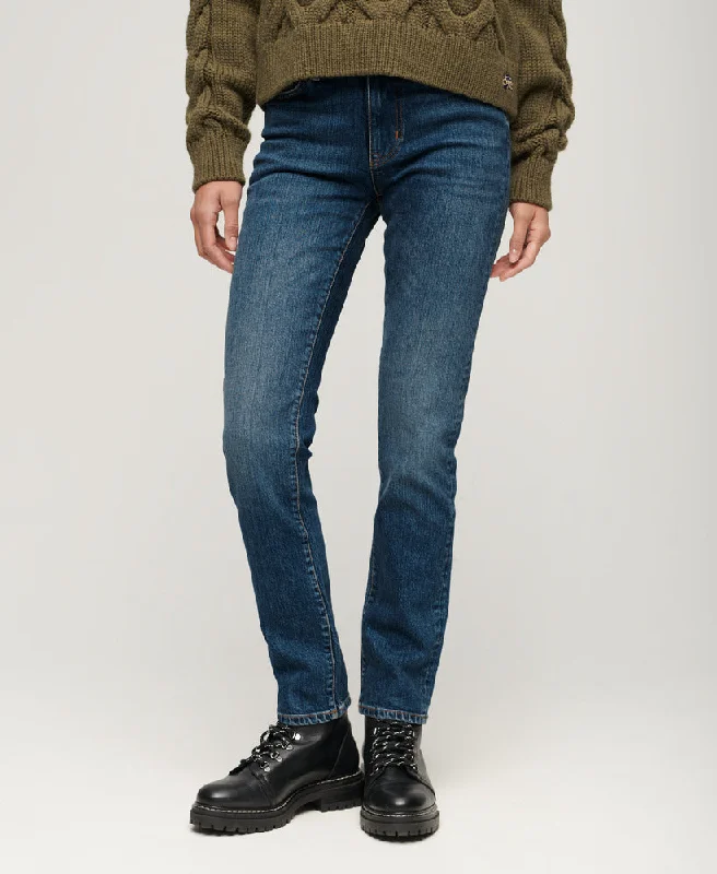 Organic Cotton Mid Rise Slim Jeans | Valley Blue Elegant Tapered Leg Denim