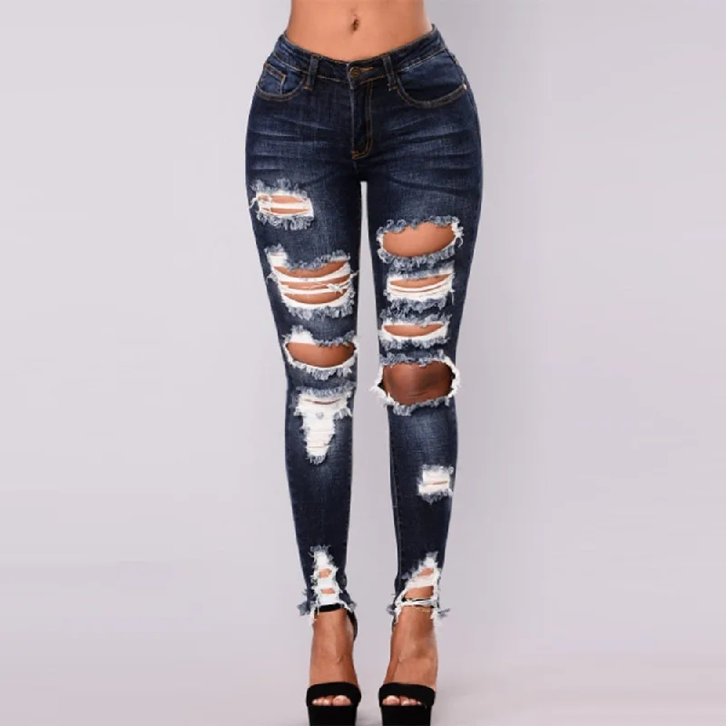 Wipalo Women High Waisted Skinny Destroyed Ripped Hole Plus Size Jeans Causl Ladies Denim Trousers Long Stretch Pencil Pants 3XL Elegant High-Waisted Flared Jeans Wipalo Women High Waisted Skinny Destroyed Ripped Hole Plus Size Jeans Causl Ladies Denim Trousers Long Stretch Pencil Pants 3XL Elegant High-Waisted Flared Jeans