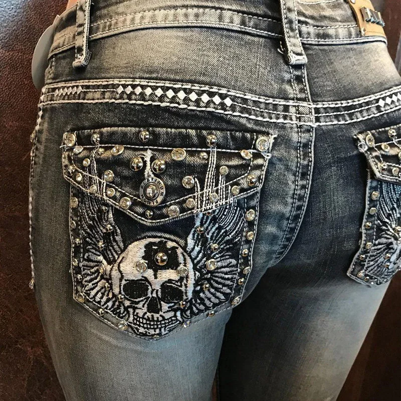 Women High Waist Jeans Casual Light Wash Jeans