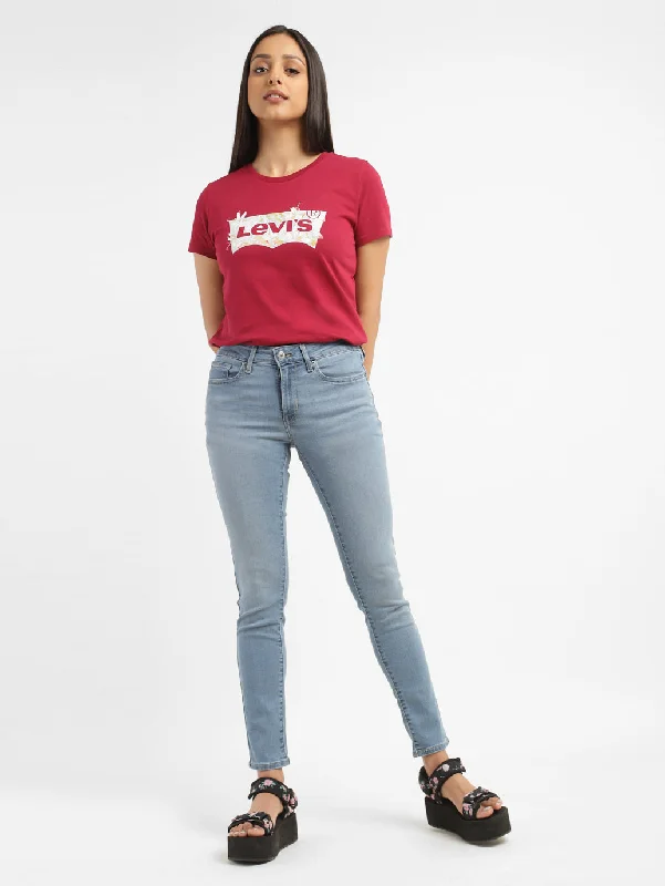 Women's Mid Rise 711 Skinny Fit Jeans Fashionable Raw Edge Jeans