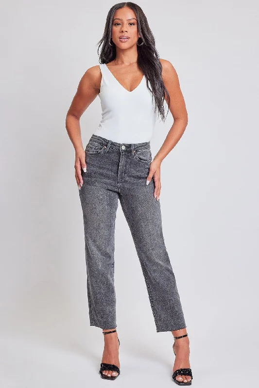 Women's Cropped Straight Leg Jeans Comfortable Zip-Fly Denim Jeans