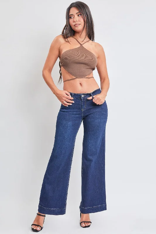 Women's Low Rise Wide Leg Jeans Stylish High-Waisted Denim