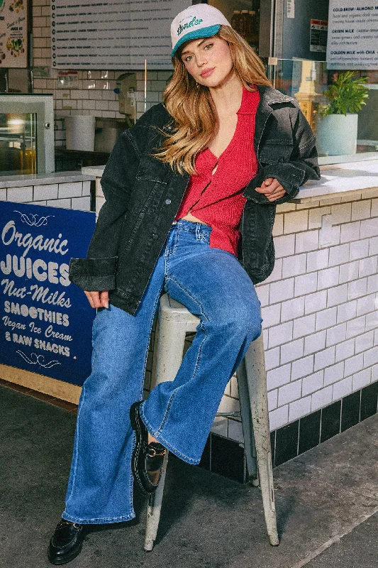 Women's Essential Low Rise Wide Leg Jeans Stylish High-Waisted Denim