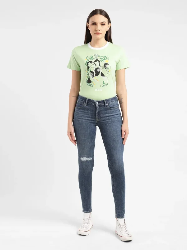 Women's Mid Rise 711 Skinny Jeans Classic Blue Denim Jeans