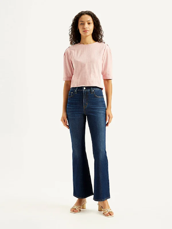 Women's Mid Rise 726 Flared Fit Navy Jeans Classic Button Fly Jeans