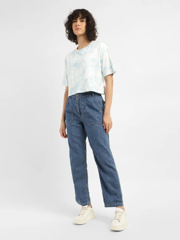 Women's Mid Rise 94 Baggy Fit Cargo Jeans Trendy Skinny High-Waist Jeans