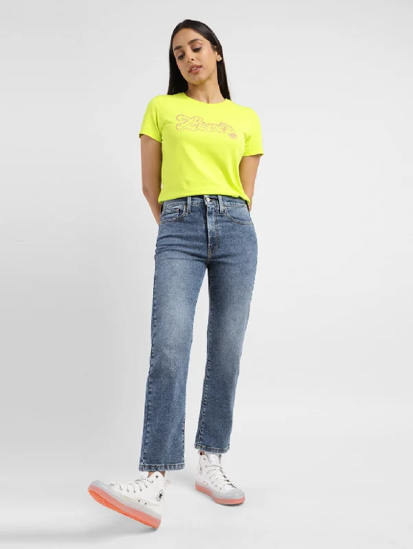 Women's Mid Rise Wedgie Straight Fit Jeans Trendy Low-Rise Bootcut Jeans
