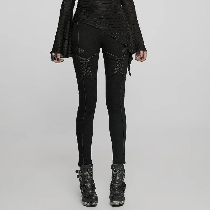 Women's Punk Lacing-up Skinny Jeans Stylish Relaxed Fit Skinny Jeans
