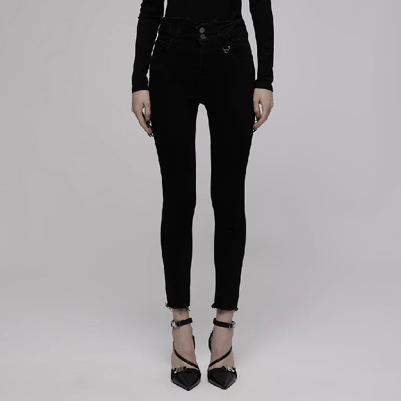 Women's Punk Straps Skinny Jeans Comfortable Zip-Up Skinny Jeans