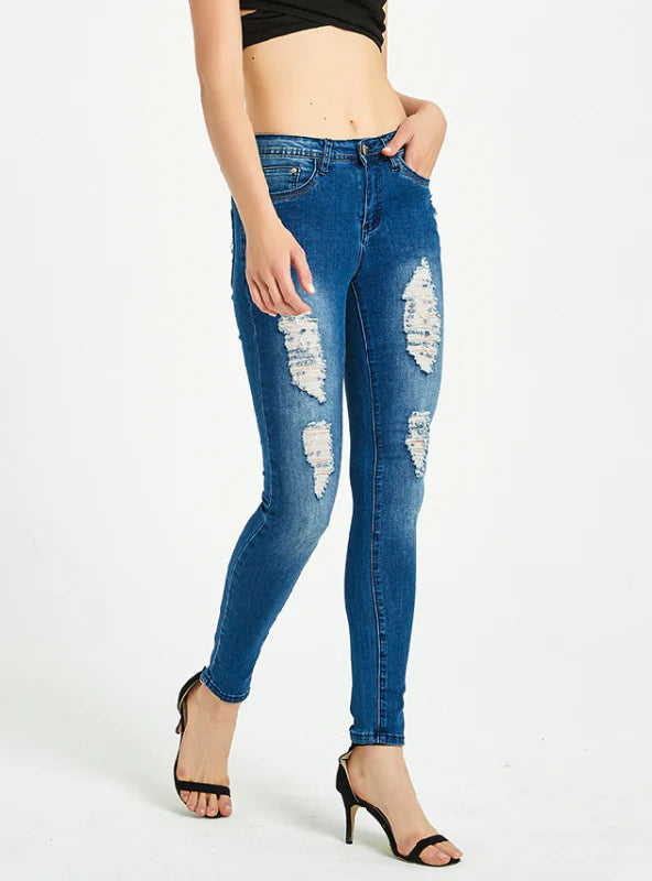 3D EMBROIDERED HIGH WAIST JEANS Comfortable Zip-Fly Denim Jeans