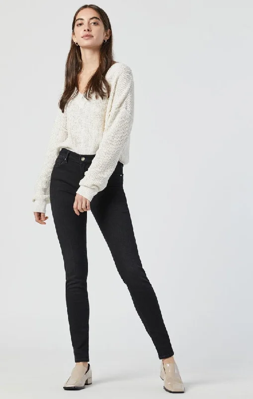 ALISSA SUPER SKINNY JEANS IN BLACK FEATHER BLUE Comfortable Ankle Jeans