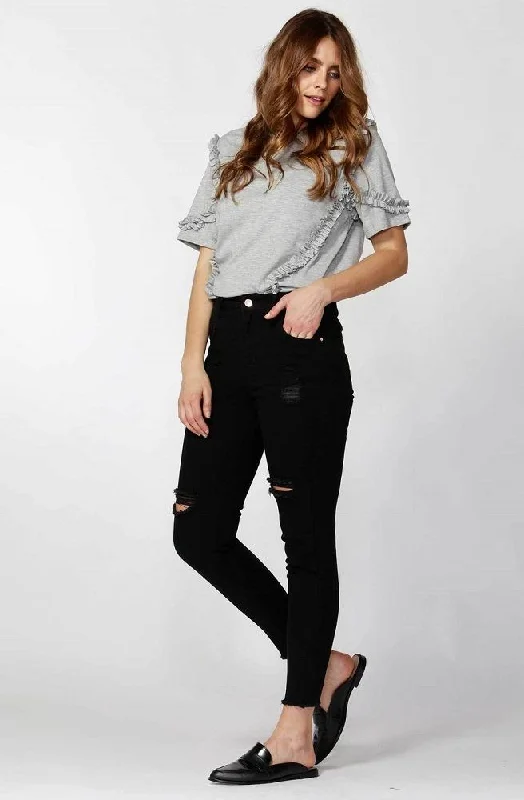 Angus Ripped Jeans - Black Stylish High-Waist Jeans