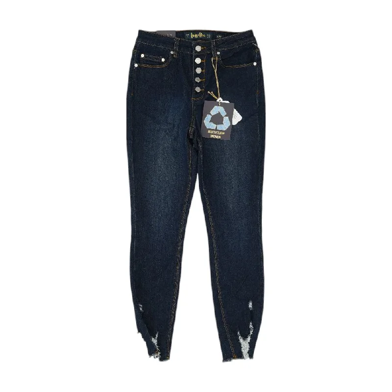 Blue Solid High Rise Slim Leg Jeans Chic Vintage-Inspired Denim Jeans