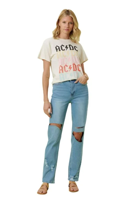 High Rise Distressed Wide Leg Jeans Trendy Wide-Leg High-Waist Denim