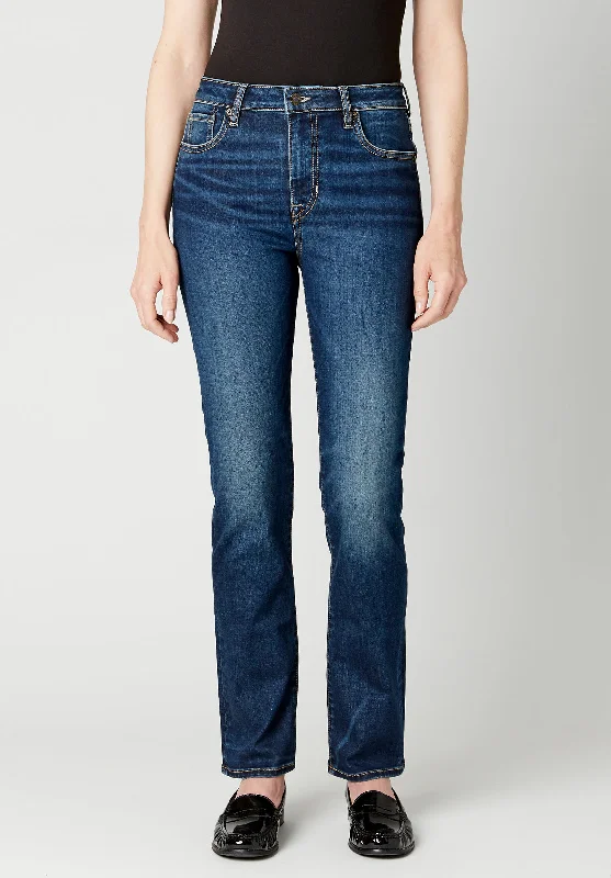 High Rise Straight Jayden Women's Jeans in Night Rain - BL15833 Stylish Stone-Wash Denim Jeans