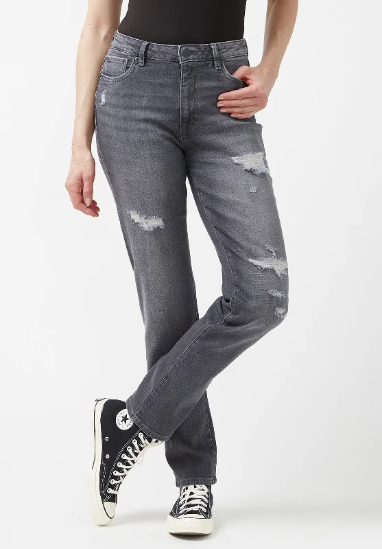 High Rise Straight Jayden Women's Jeans in Authentic Grey - BL15845 Classic Black Denim Jeans