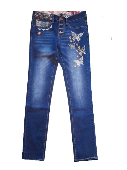 Joe Browns Floral Design Blue Womens Jeans Cozy Relaxed Fit Denim Jeans