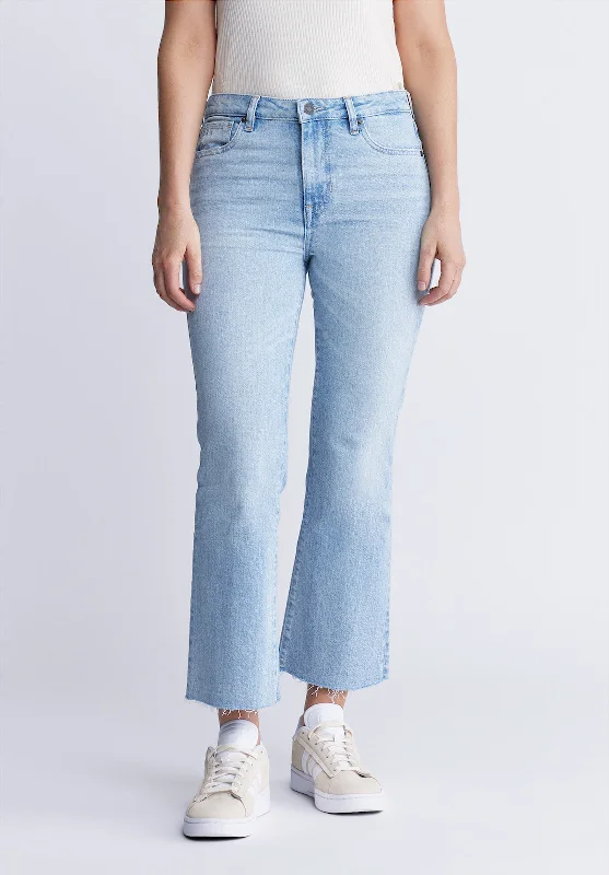 Kim Kick Crop Women's Jeans in Vintage Blue - BL15973 Trendy Wide-Leg High-Waist Denim