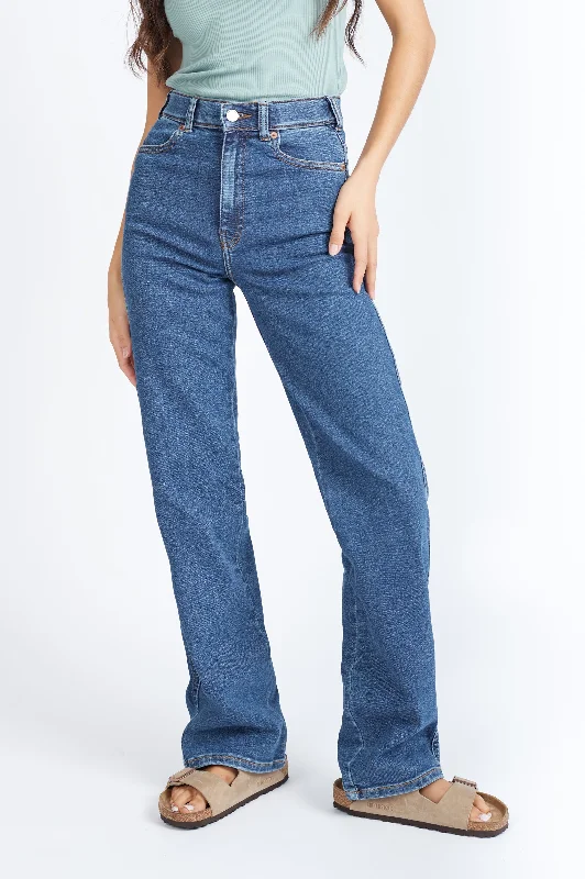 Moxy Straight Jeans - Cape Dark Plain Comfortable Drawstring Waist Jeans