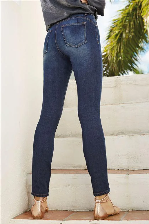 Next Womens Dark Blue Figure Relaxed Skinny Jeans Trendy Skinny High-Waist Jeans