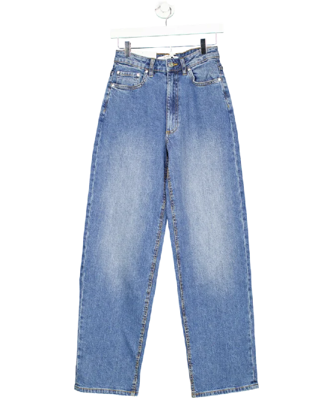 omnes Greta Mid Rise Dad Jeans, Blue Denim UK 6 Casual Distressed Denim Jeans