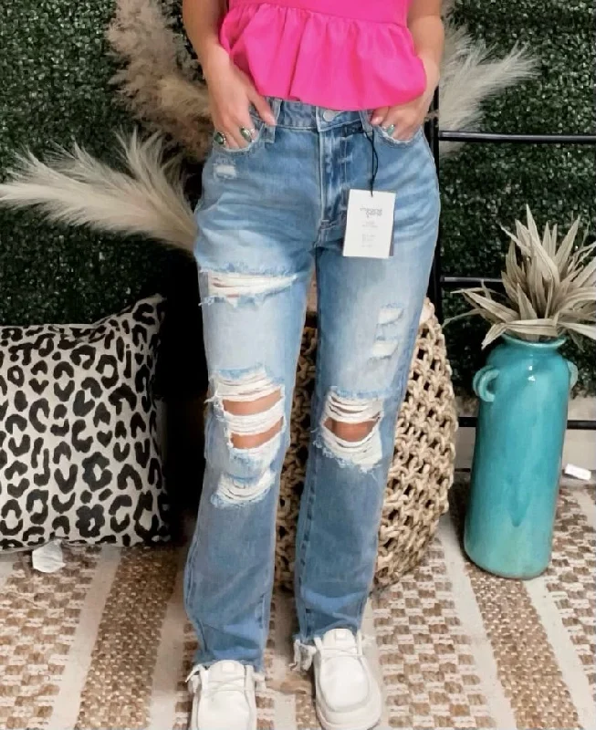 The Mom Jeans Trendy Wide-Leg High-Waist Denim